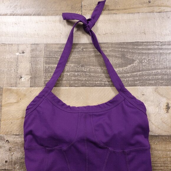 Athleta‎ Modra Halter Dress Women’s 6P Purple Built-In Bra Athleisure Bodycon - Picture 2 of 12